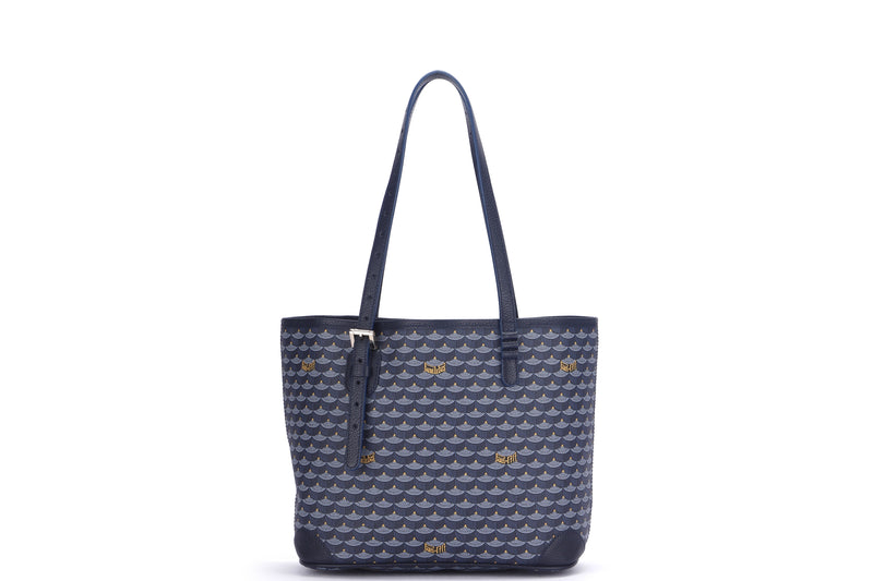 FAURE LE PAGE DAILY BATTLE 27CM, PARIS BLUE ECAILLES CANVAS & NAVY BLUE LEATHER, WITH DUST COVER