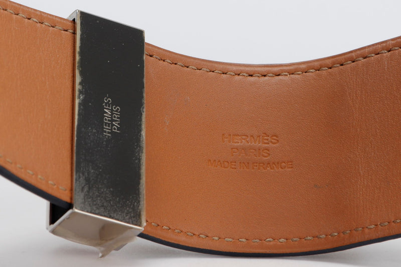 Hermes CDC Bracelet Black Color, Box Leather, Silver Hardware, Stamp R, S Size, with Dust Cover & Box