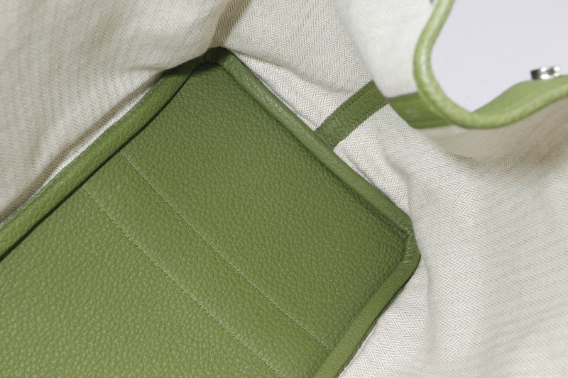 Hermes Garden Party 36cm (Stamp O square) Olive Green Negonda Leather, Silver Hardware, with Dust Cover