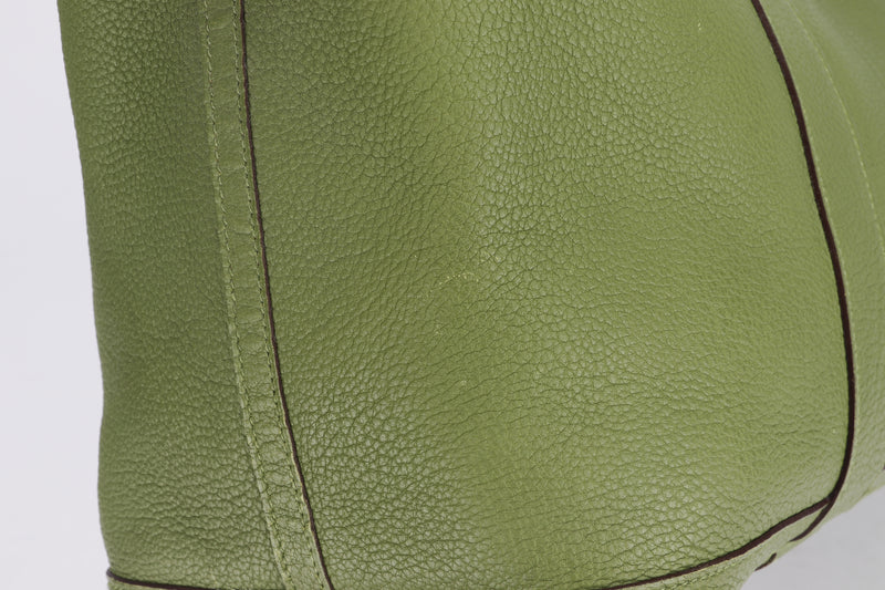 Hermes Garden Party 36cm (Stamp O square) Olive Green Negonda Leather, Silver Hardware, with Dust Cover