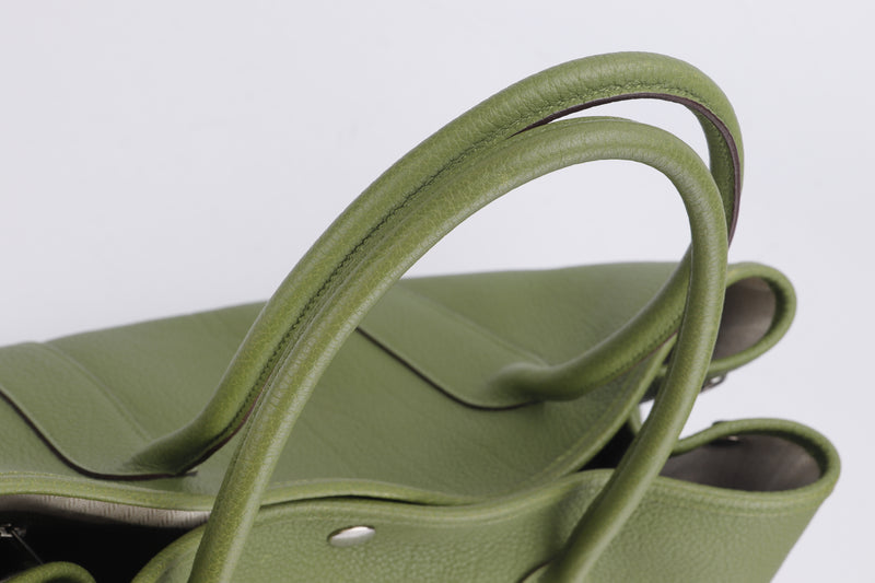 Hermes Garden Party 36cm (Stamp O square) Olive Green Negonda Leather, Silver Hardware, with Dust Cover