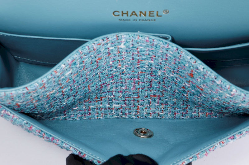 Chanel Classic Flap Tweed (3102xxxx), Medium Size, Blue Tweed