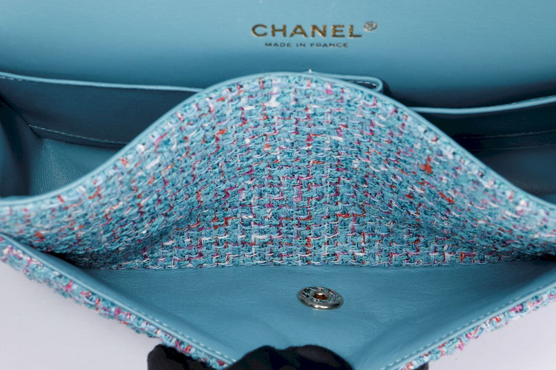 Chanel Classic Flap Tweed (3102xxxx), Medium Size, Blue Tweed 