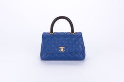 Chanel Mini Coco Handle Blue Color with Card, Strap, Dust Cover & Box