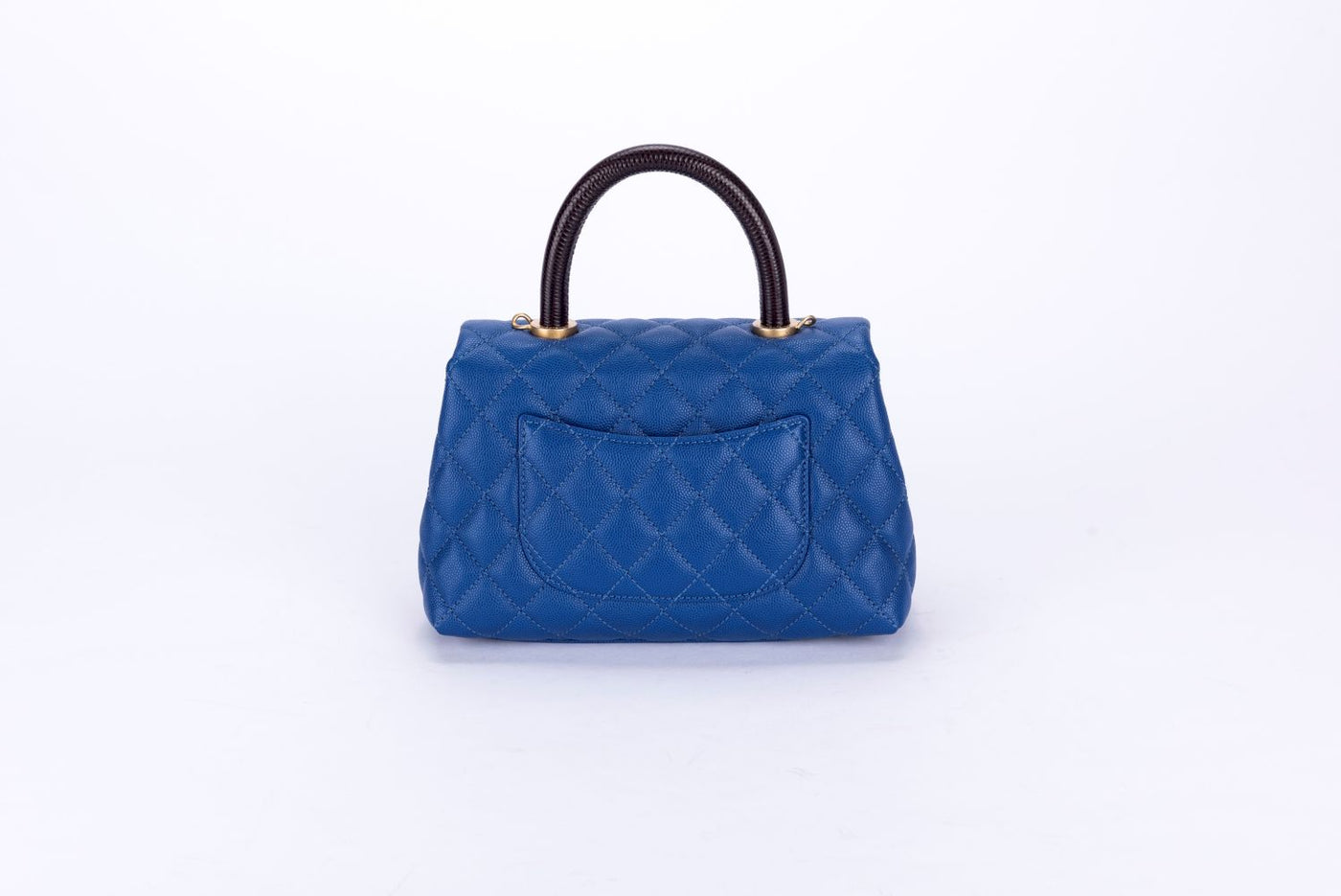 【ヴィンテージ】Rank:S☆Chanel Blue Coco Handle Small 23 Bag CHANEL Snakeskin Small Coco Handle Flap Blue 1629772