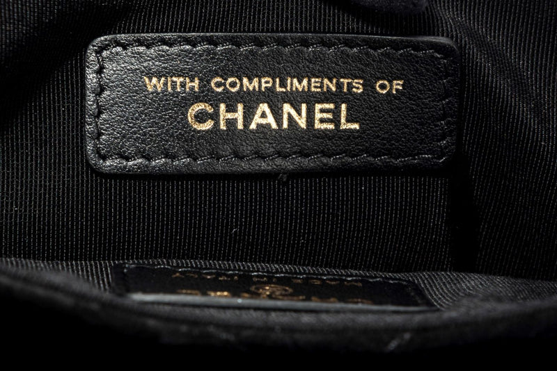 Chanel Black Velvet Pouch, Gold Hardware, with Dust Cover & Box