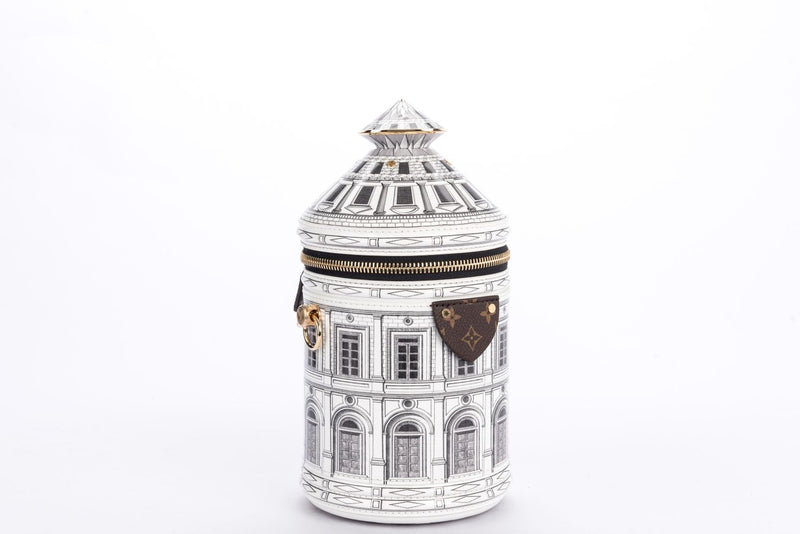 Louis Vuitton Fornasetti Cannes Vase Architettura Handbag (M59143), Gold Hardware, with Strap, Gold Chain, Lock, Keys, Dust Cover & Box