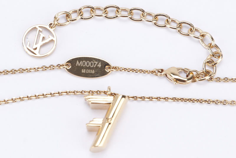 Louis Vuitton Initials 7 Gold Necklace (M00074) (LE0116), width 60cm, with Dust Cover & Box