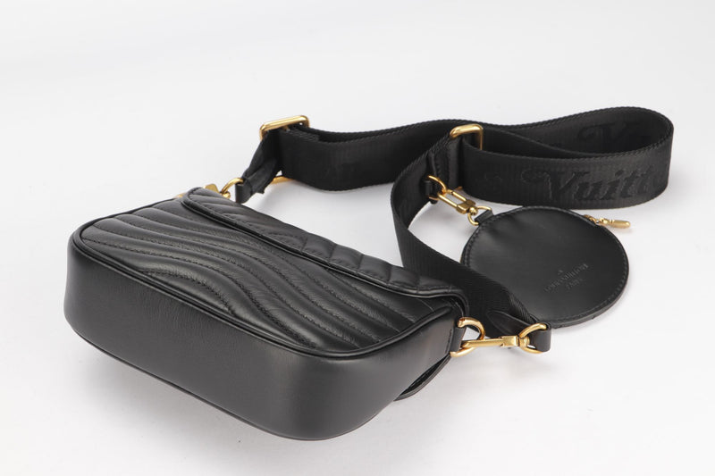 Louis Vuitton New Wave Multi Pochette (M56461) Noir Color, with Strap, Chain, Dust Cover & Box