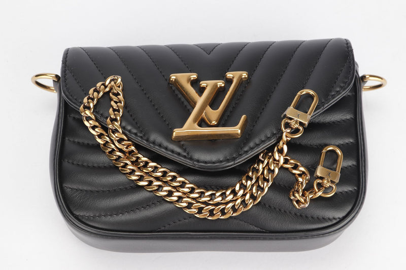 Louis Vuitton LV New Wave Chain Bag Quilted Black in Cowhide