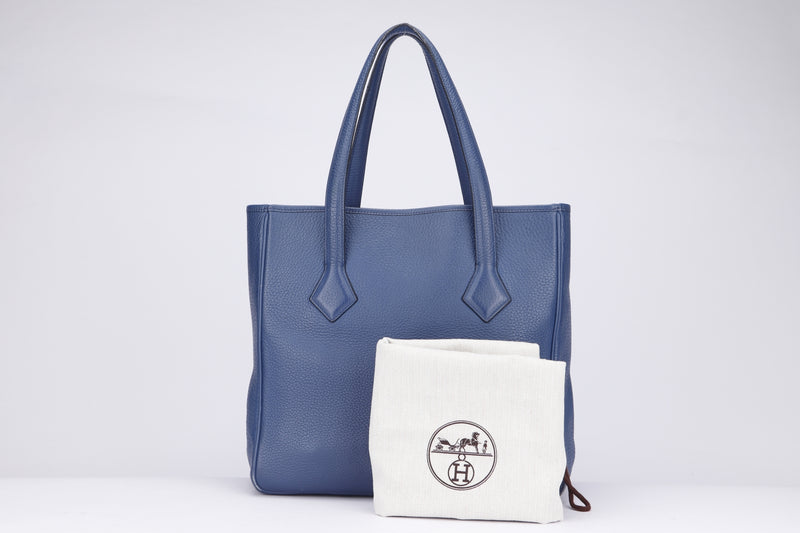 Hermes Victoria Tote Bag (Stamp K 2007) width 32cm, Blue Brighton, Clemence Leather, with Dust Cover
