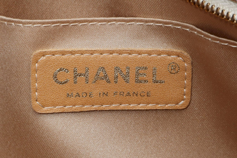 Chanel Metallic Light Gold Multi Charm Embossed Evening Zippy Pouch