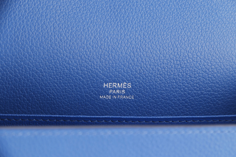 Hermes Mini Roulis, Stamp Z, Blue France Color, Evercolor Leather, Silver Hardware, with Dust Cover & Box