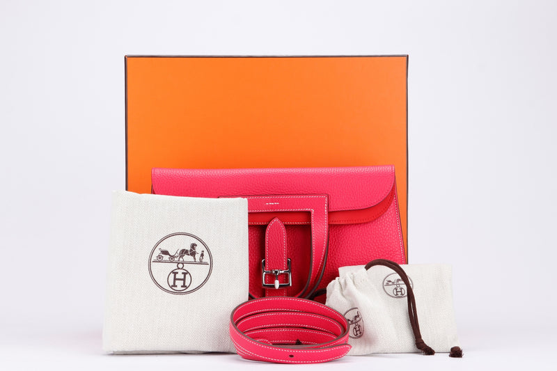 Hermes Halzan 31, Stamp Y, Verso Rose Extreme X Rose De Coeur Color, Silver Hardware, with Dust Cover & Box