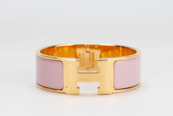 Hermes Clic Clac 2cm MM Size, Rose Nacarat Color, Gold Hardware, with Dust Cover & Box