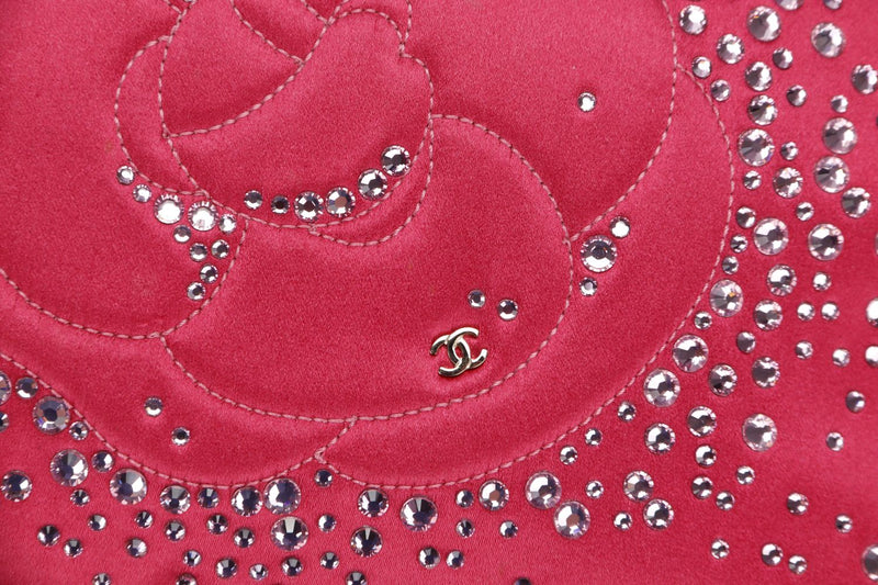 Chanel Pink Nylon Evening Bag with Bejewel & Camellia Embossed (1336xxxx), with Card, Dust Cover & Box