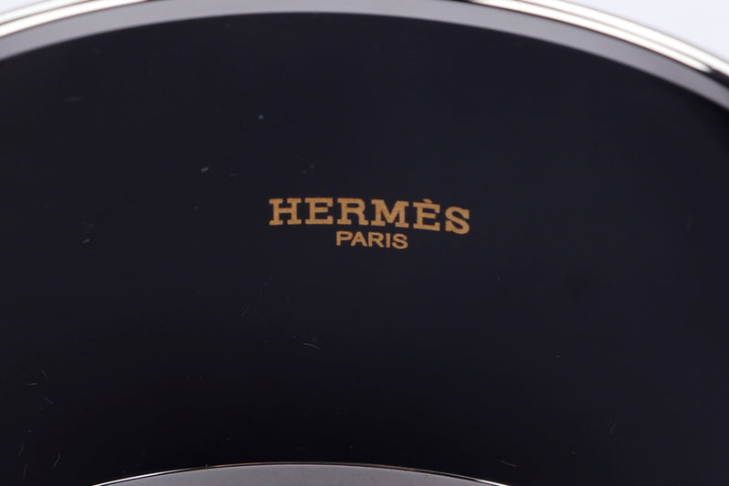 Hermes Bangle Enamel 3.5cm (N) Brown, While, Black & Silver Color, no Box