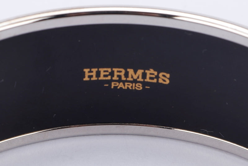 Hermes Bangle Enamel 2cm (Q) Red, Black & Silver Color, no Box