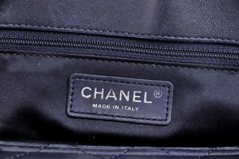 CHANEL TWO WAY USE TOTE BAG (2071xxxx) BLUE LAMBSKIN, SILVER HARDWARE, WITH CARD & DUST COVER