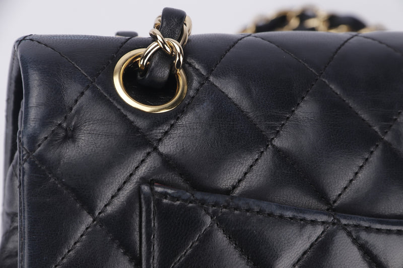 Chanel Classic Double Flap (1147xxxx) Small Size Black Lambskin, Gold Hardware, with Dust Cover, no Card