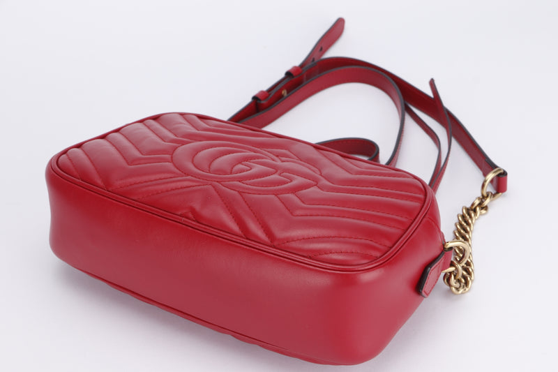 Gucci GG Marmont Shoulder Bag (447632 204991) Red Color Leather, Gold Hardware, no Dust Cover