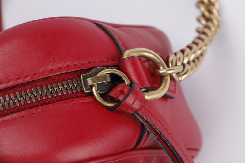 Gucci GG Marmont Shoulder Bag (447632 204991) Red Color Leather, Gold Hardware, no Dust Cover