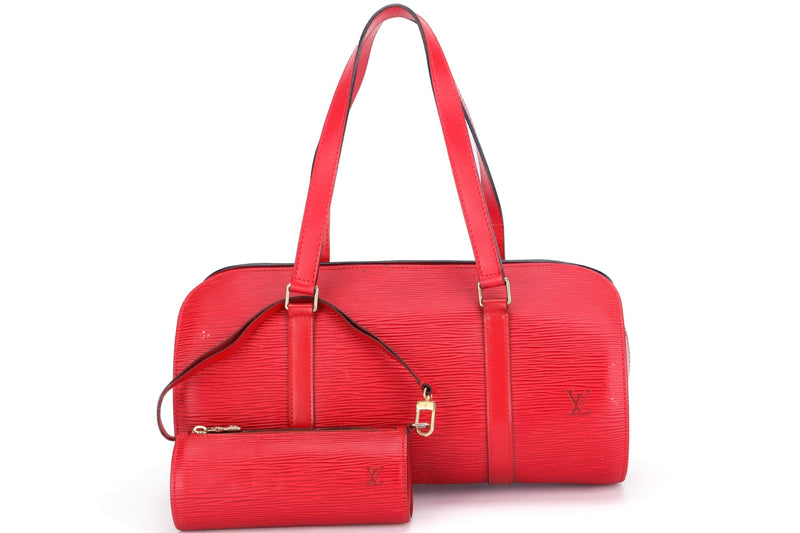 Louis Vuitton Red Epi Leather Soufflot Shoulder Bag with material epi  leather