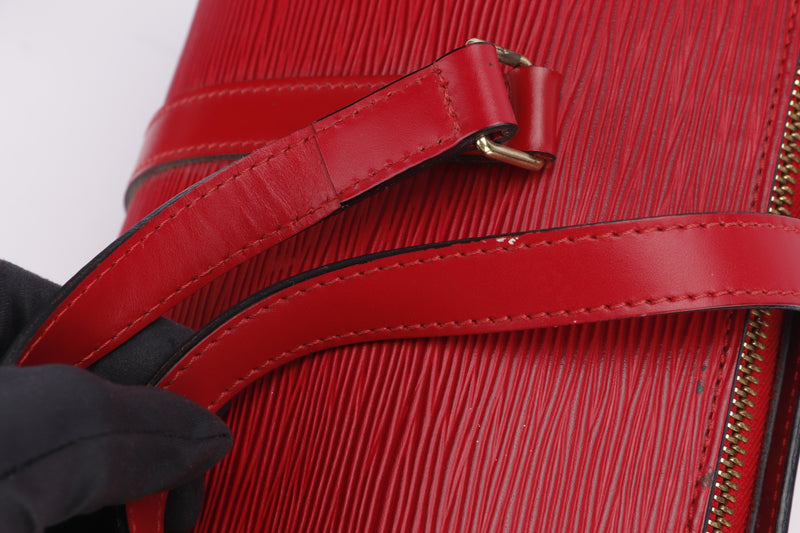 Authentic Louis Vuitton Epi Soufflot Hand Bag Red M52227 LV 5028F