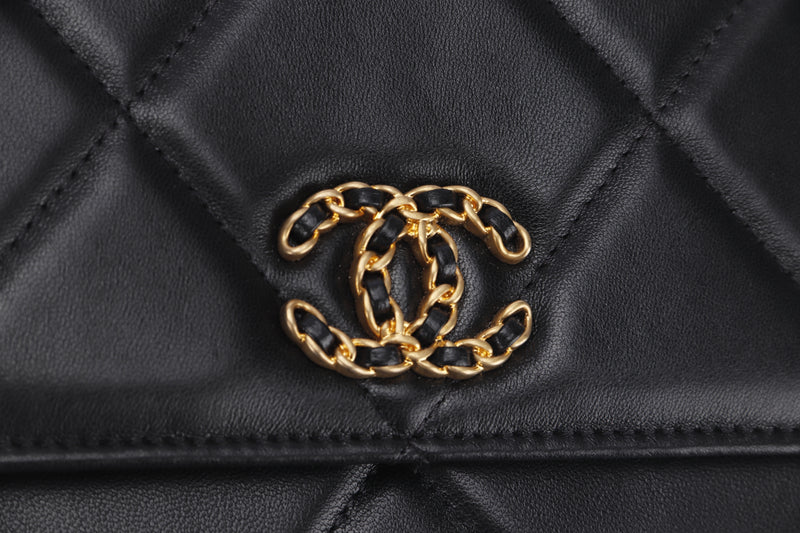 Chanel 19 Wallet on Chain 22C Gold Metallic Lambskin with multi-tone  hardware