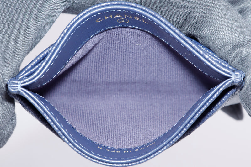 Chanel Light Blue Quilted Lambskin Zippy Card Holder Wallet, myGemma
