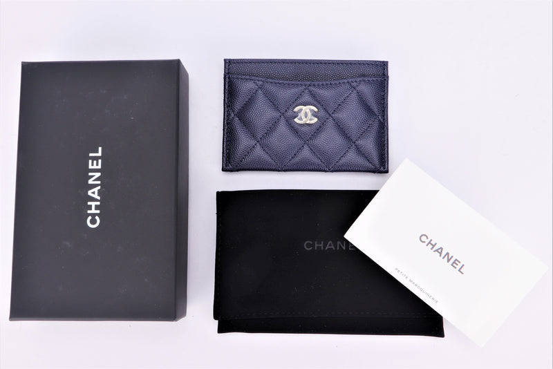 chanel black card case holder