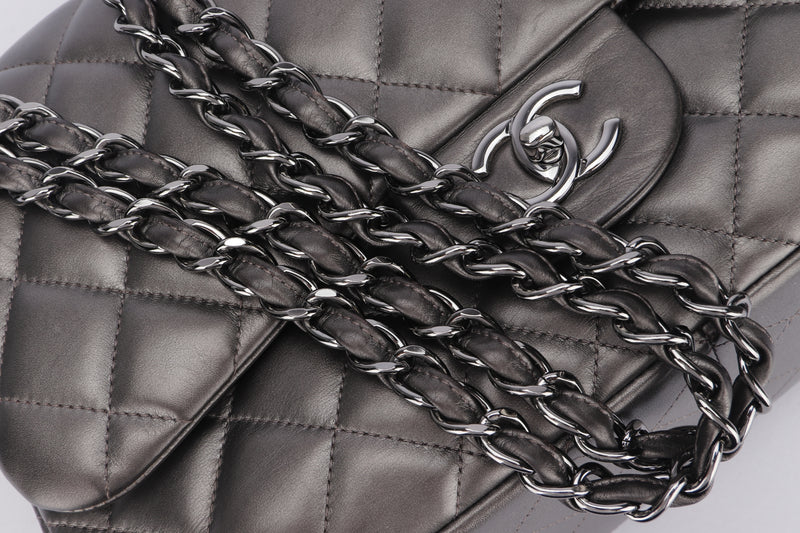 Chanel Classic Flap (1879xxxx) Jumbo Size, Metallic Grey