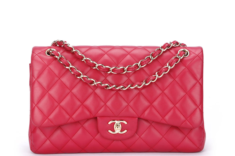 Chanel Dark Pink Caviar Small Classic Double Flap Light Gold