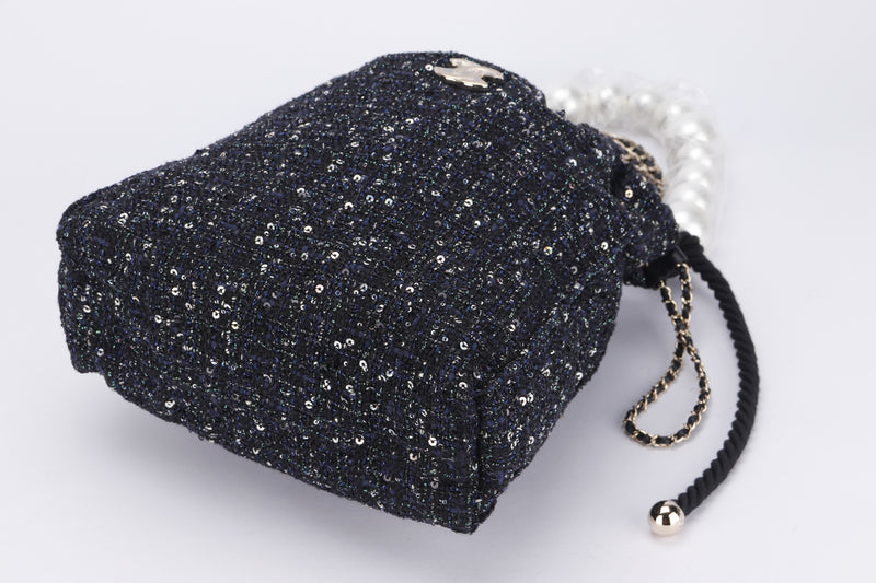 Chanel Pearl Sequin Tweed 2 Way Use Sling Pouch (2782xxxx), with Card & Dust Cover