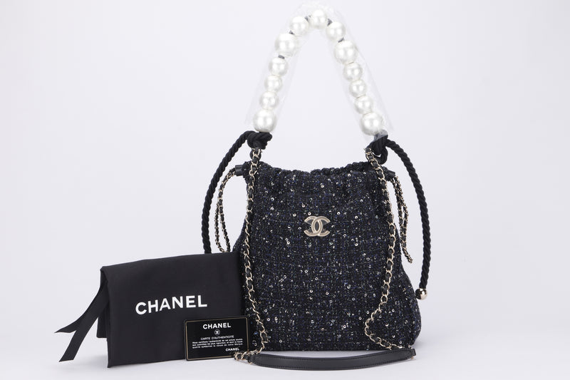 Chanel Pearl Sequin Tweed 2 Way Use Sling Pouch (2782xxxx), with Card & Dust Cover