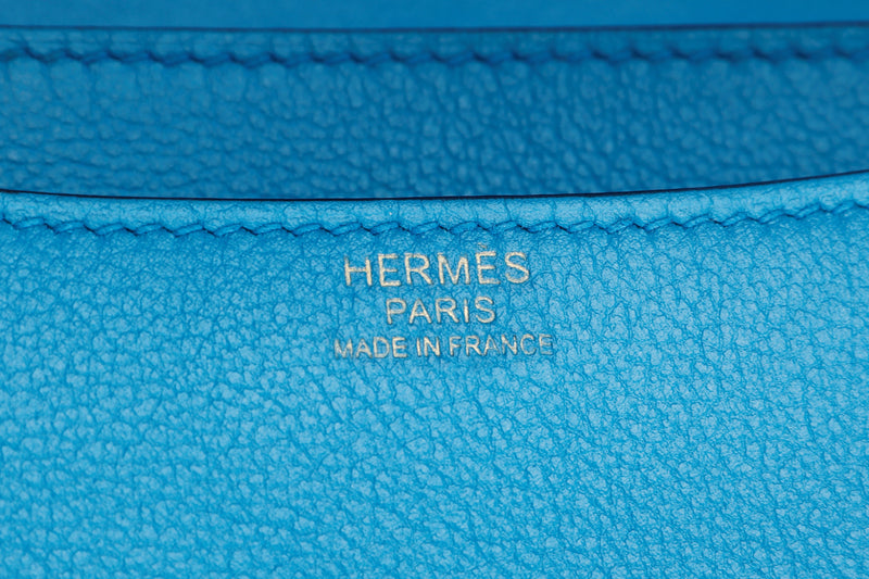 HERMES CONSTANCE 24 (STAMP A 2017) BLUE SWIFT LEATHER GOLD HARDWARE, WITH DUST COVER