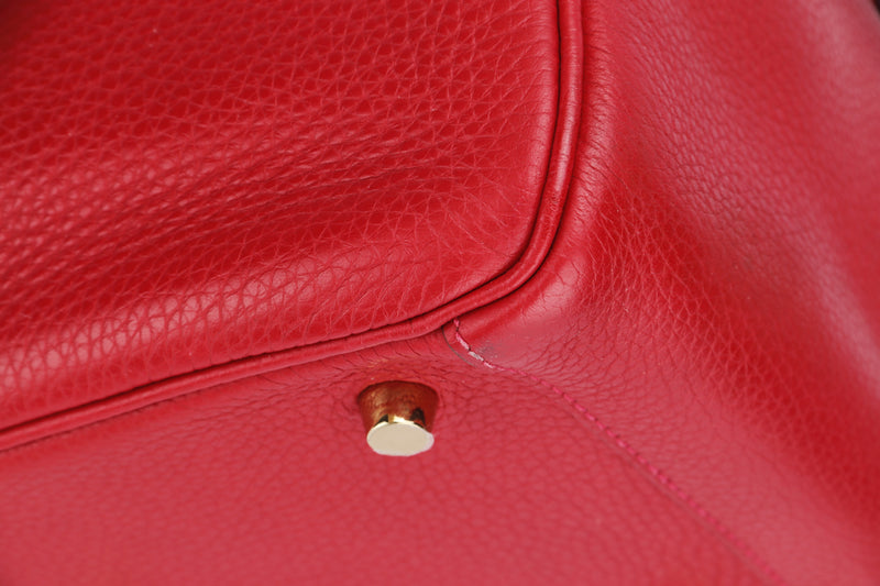 Hermes Lindy 26 (Stamp A 2017) Rouge Casaque Clemence Leather, Gold Hardware, no Dust Cover