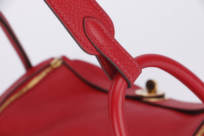 Hermes Lindy 26 (Stamp A 2017) Rouge Casaque Clemence Leather, Gold Hardware, no Dust Cover