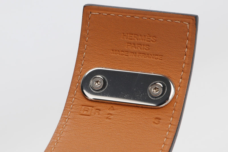 Hermes Perforated Intense Bracelet, Black Color, Silver Hardware