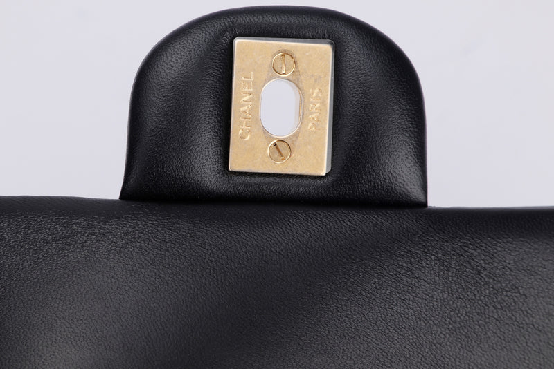 Chanel Mini Rectangular Top Handle (HJN2xxxx) Black Lambskin, Gold Chain, with Dust Cover & Box