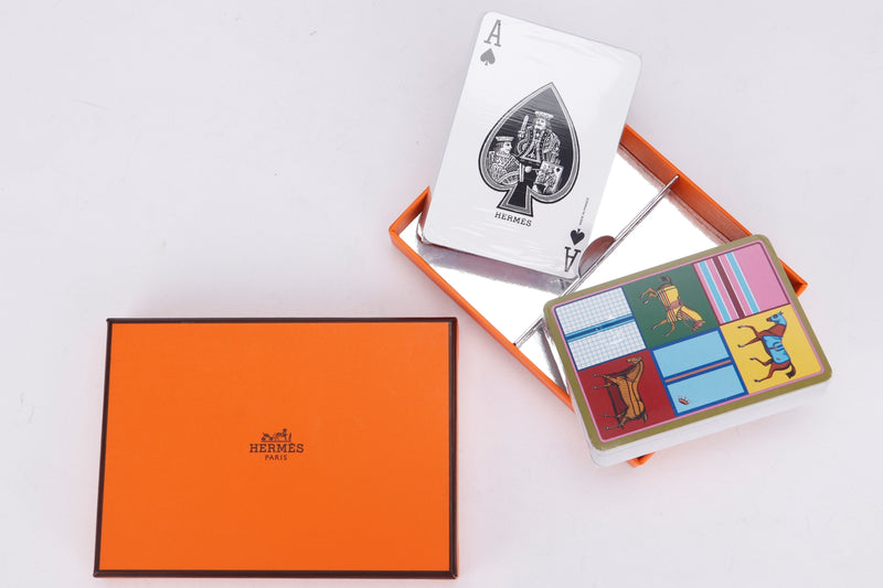 Hermes Set of Two Couvertures Nouvelles Bridge Playing Card, with Box