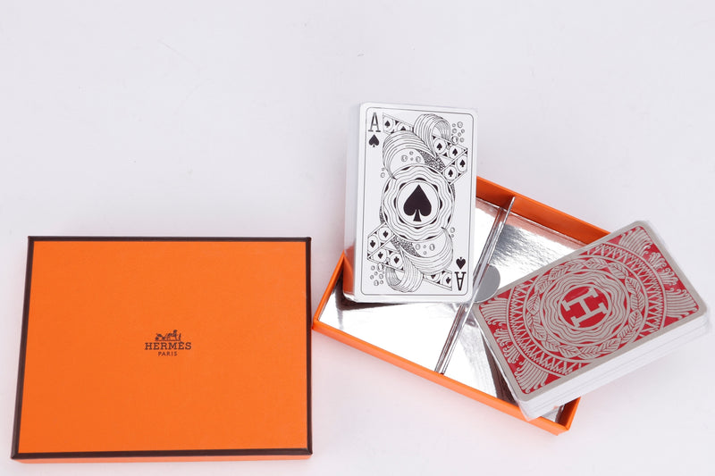 Hermes Set of Two Les 4 Mondes Bridge Playing Card, with Box