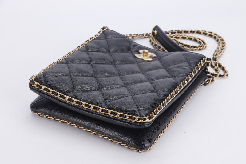 CHANEL AS3470 BLACK CAVIAR SLING BAG (CHG7xxxx) GHW, WITH DUST COVER AND BOX