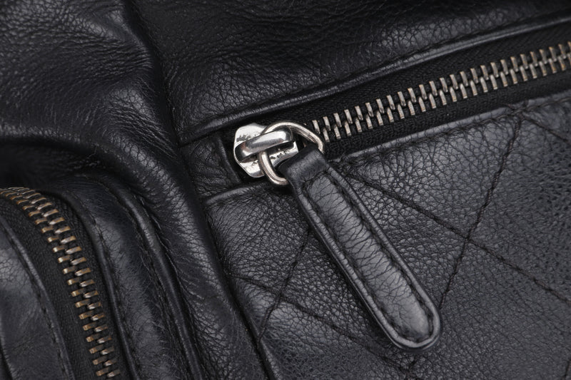 Chanel Black Calfskin Backpack (2396xxxx), Silver Hardware, with