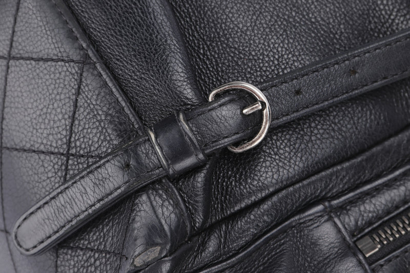 CHANEL BLACK CALFSKIN BACKPACK (2396XXXX), SILVER HARDWARE, WITH CARD, NO HOLOGRAM & DUST COVER