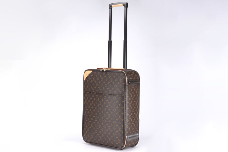LOUIS VUITTON M23294 PEGASE 55 MONOGRAM CANVAS ROLLING LUGGAGE (SP0132), WITH LOCKS, KEYS, HANGER, LUGGAGE COVER & DUST COVER
