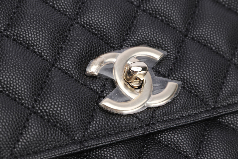 CHANEL COCO HANDLE 28CM (C1HJxxxx) BLACK CAVIAR LEATHER WITH LIGHT GOLD HARDWARE, WITH DUST COVER & BOX