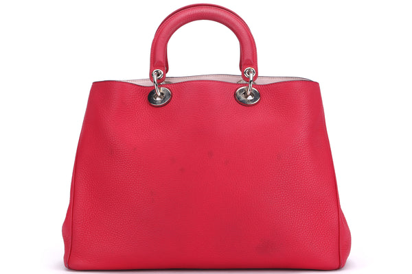 CHRISTIAN DIOR DIORISSIMO TOTE BAG (09-MA-0173) LARGE PINK PEBBLED LEATHER, SILVER HARDWARE, WITH CARD, STRAP & DUST COVER