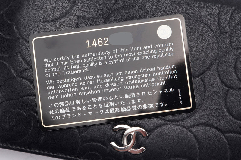 Chanel Black Leather Camelia Flap Bag