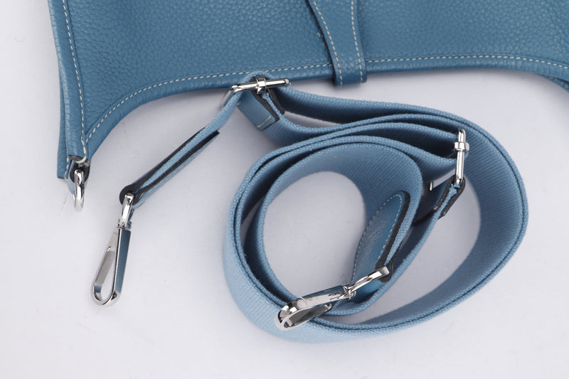 HERMES EVELYN PM (STAMP Q) CLEMENCE LEATHER, SILVER HARDWARE, WITH STRAP, NO DUST COVER